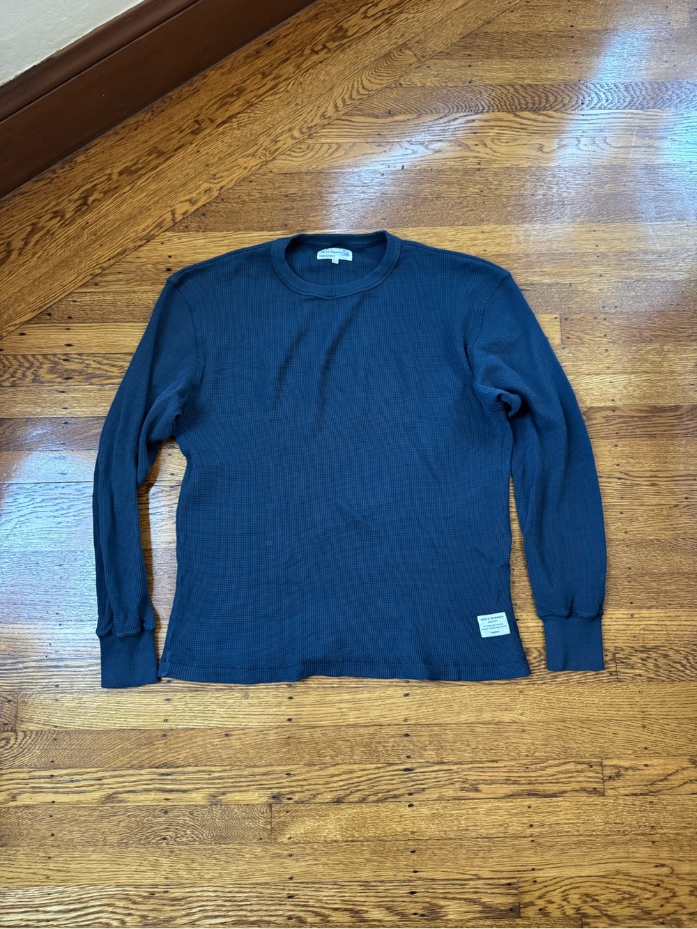 Merz b. Schwanen Good Basics Waffle Thermal Crew Neck Navy Men’s Medium